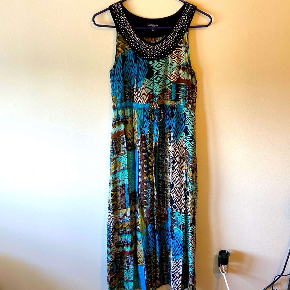 Geometric pint maxi dress